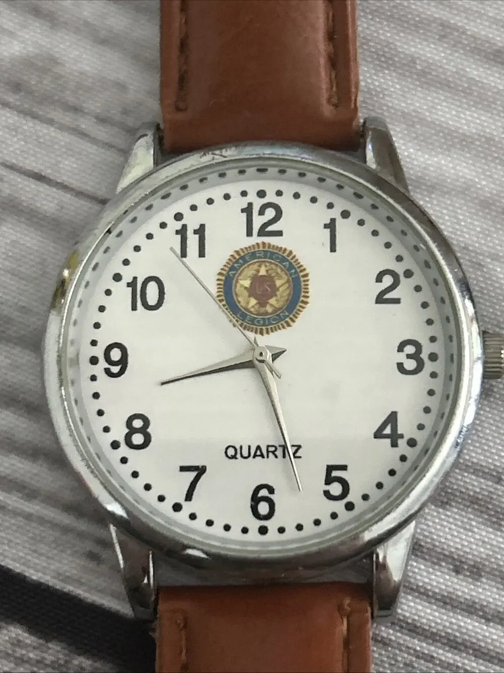 American Legion Silver Case Men’s Quartz Watch